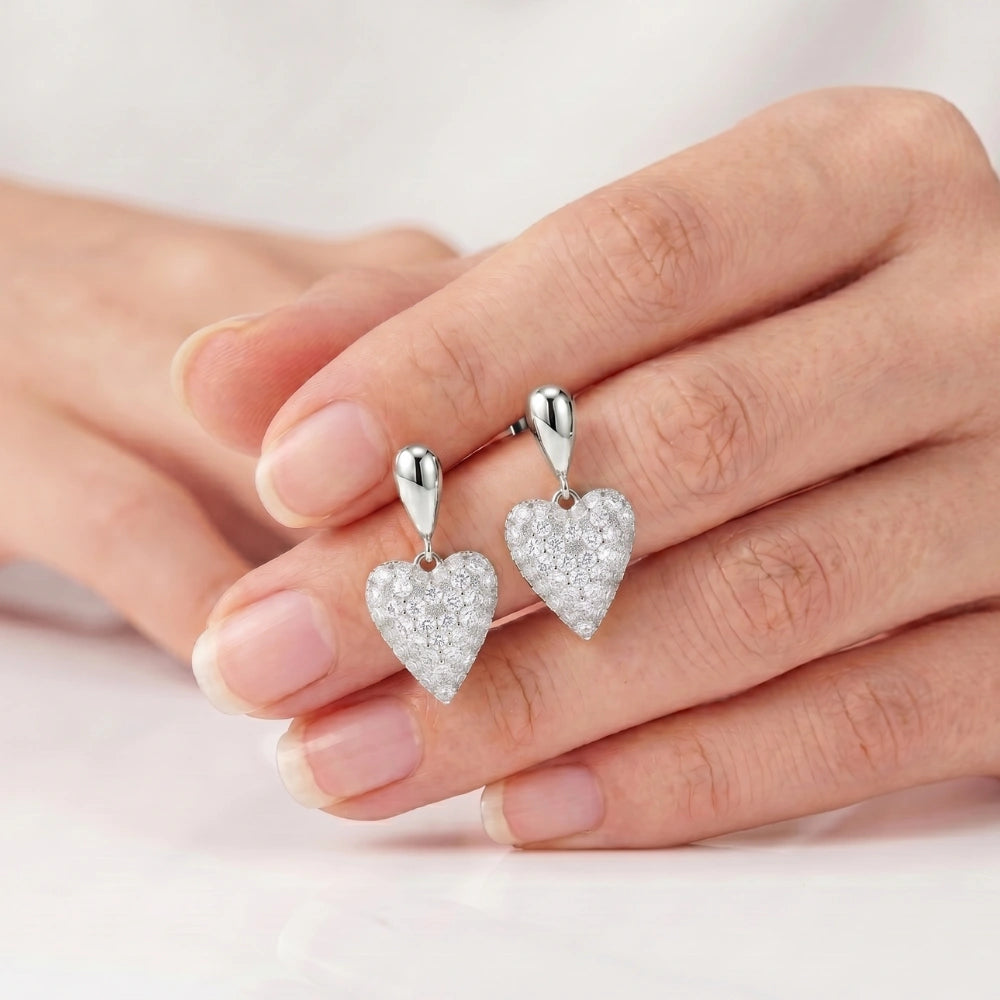 Cercei Crystal Heart Silver