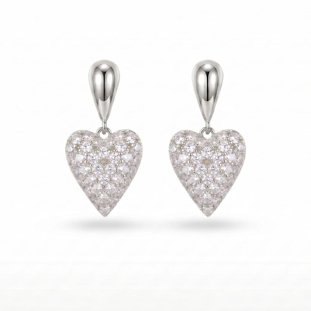 Cercei Crystal Heart Silver