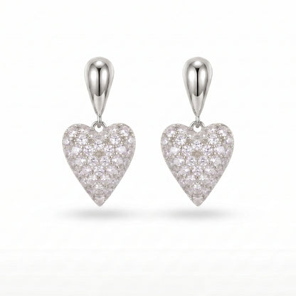 Cercei Crystal Heart Silver
