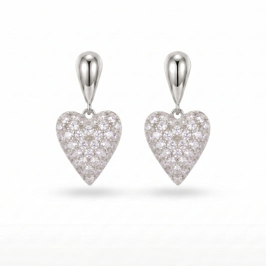 Cercei Crystal Heart Silver