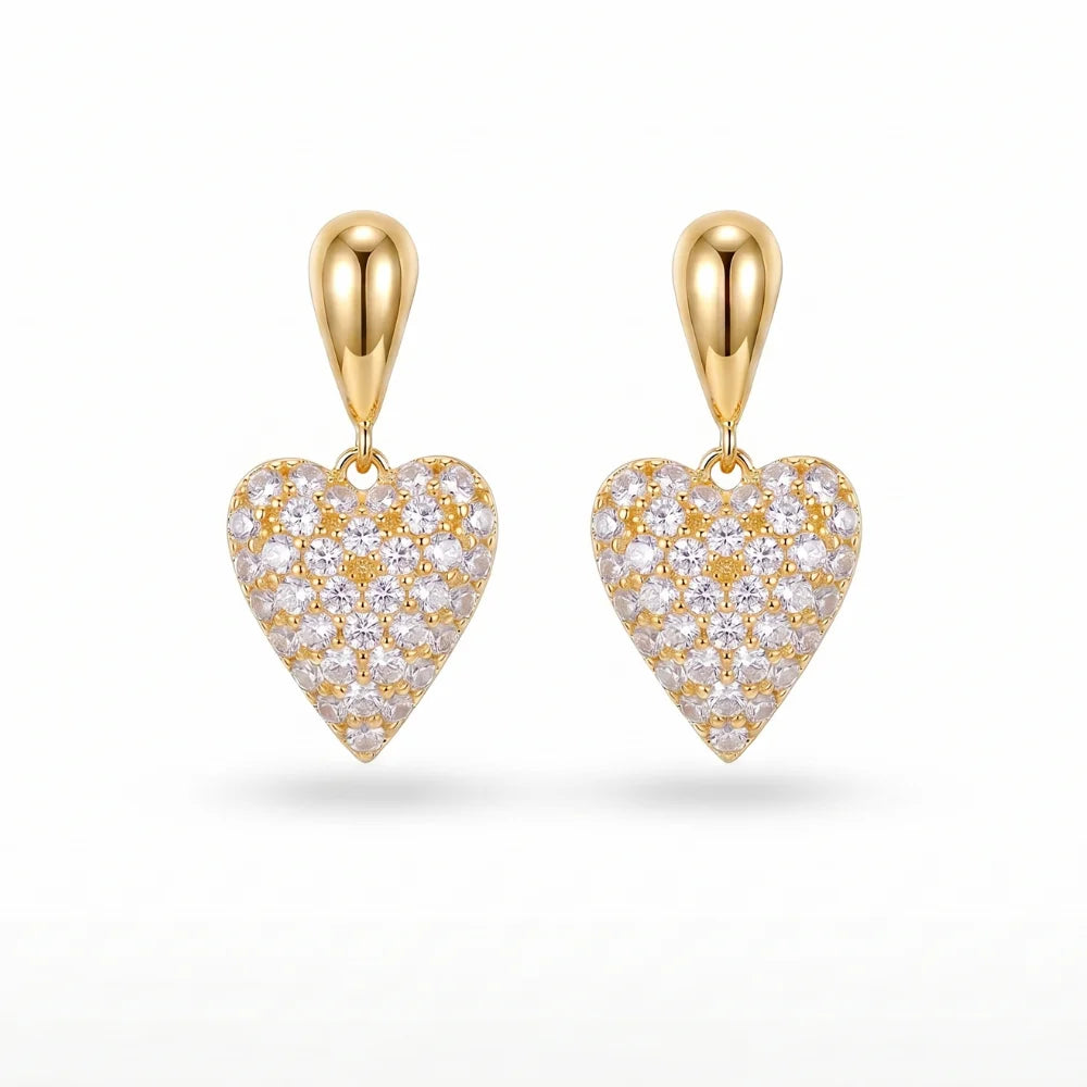 Cercei Crystal Heart Golden