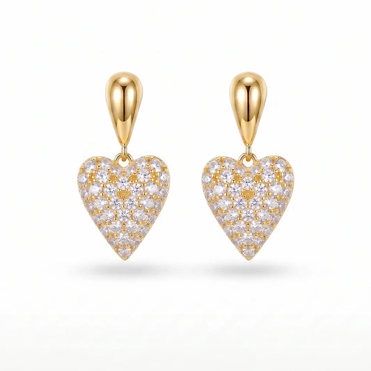 Cercei Crystal Heart Golden