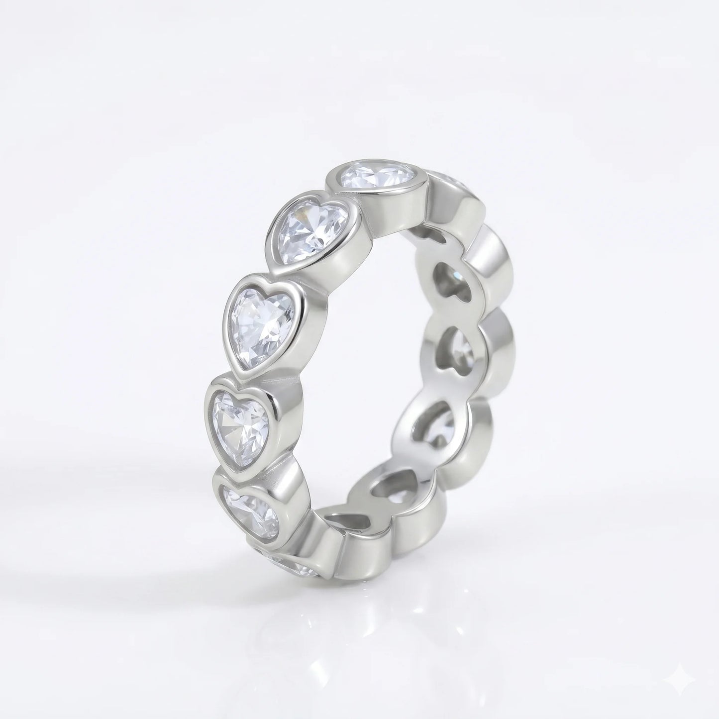 Inel Crystal Heart Silver