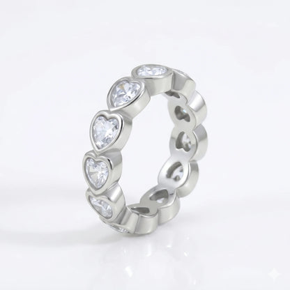 Inel Crystal Heart Silver