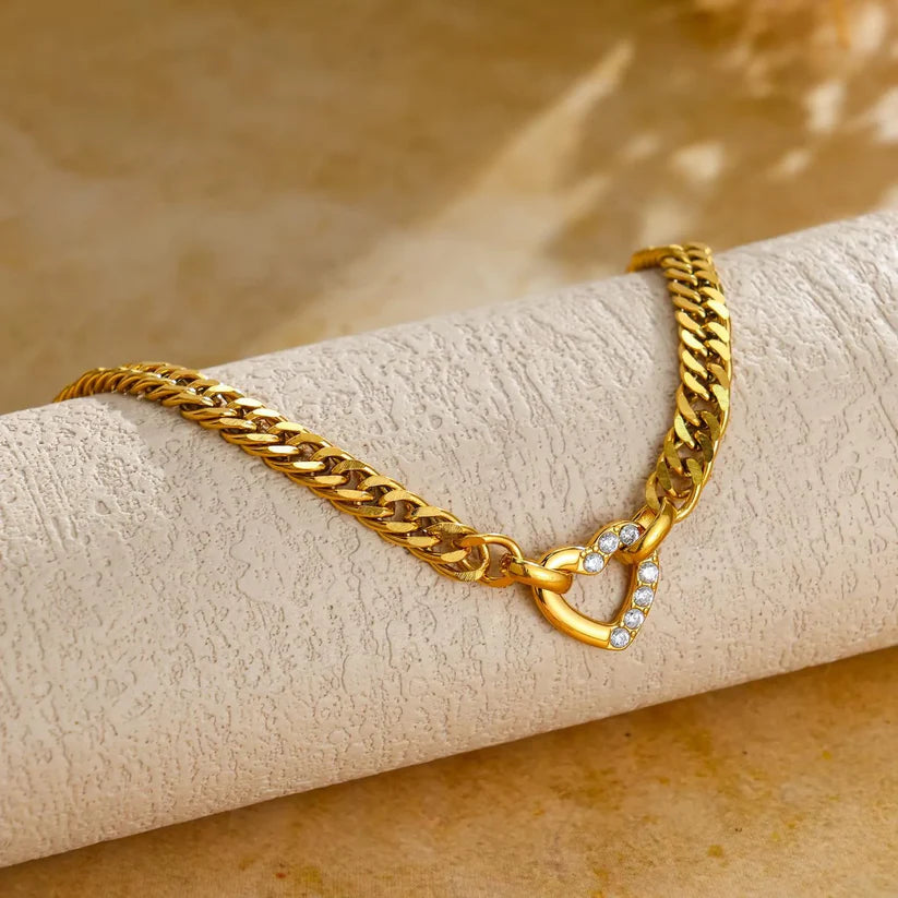Bratara Crystal Heart Golden