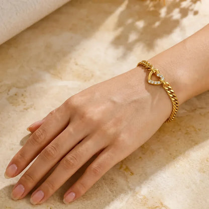 Bratara Crystal Heart Golden