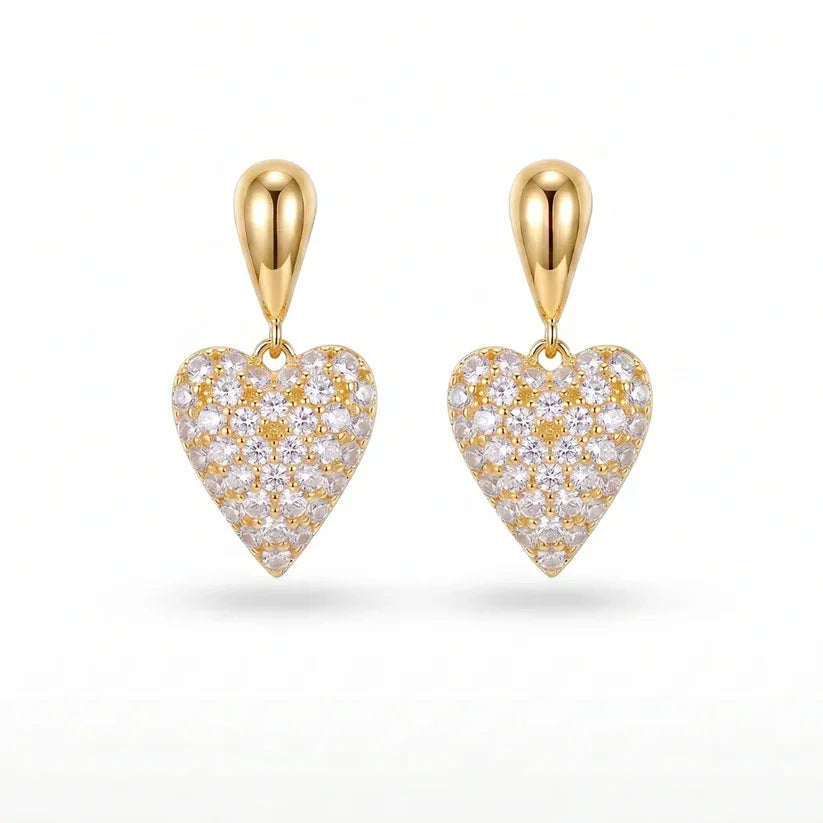 Cercei Crystal Heart Golden