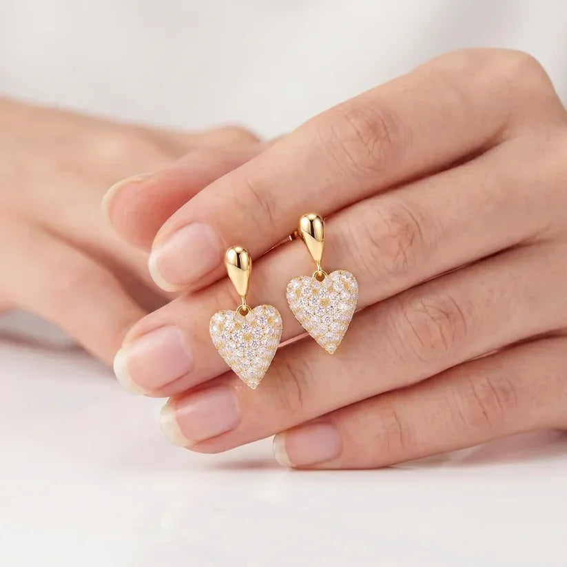 Cercei Crystal Heart Golden
