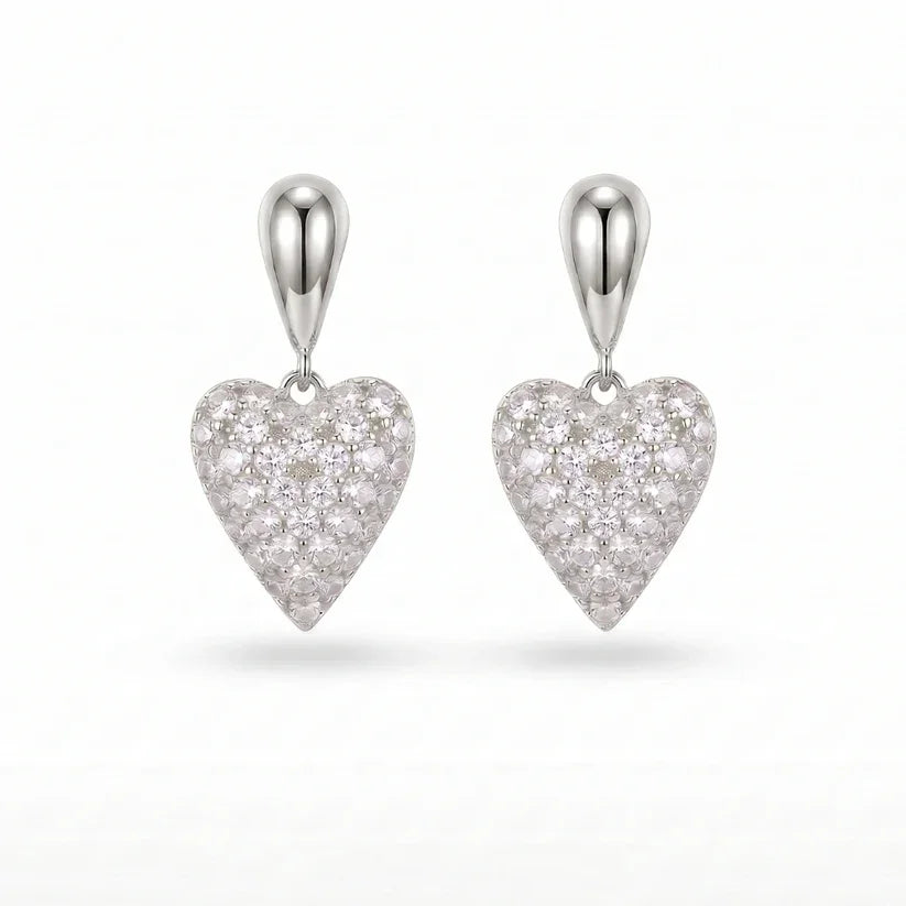 Cercei Crystal Heart Silver