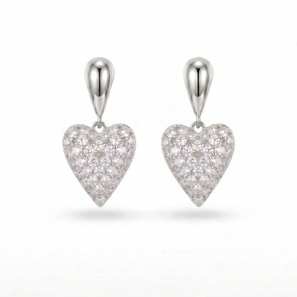Cercei Crystal Heart Silver