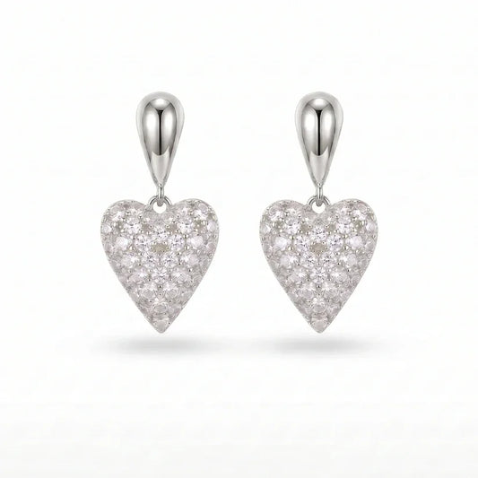 Cercei Crystal Heart Silver