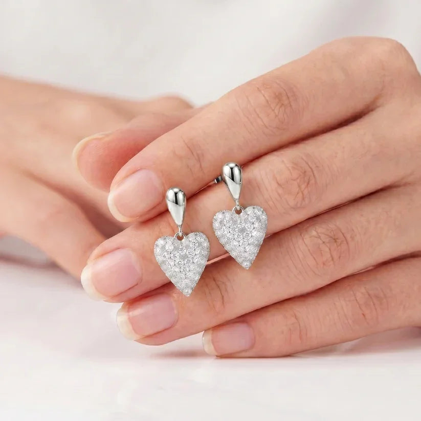 Cercei Crystal Heart Silver