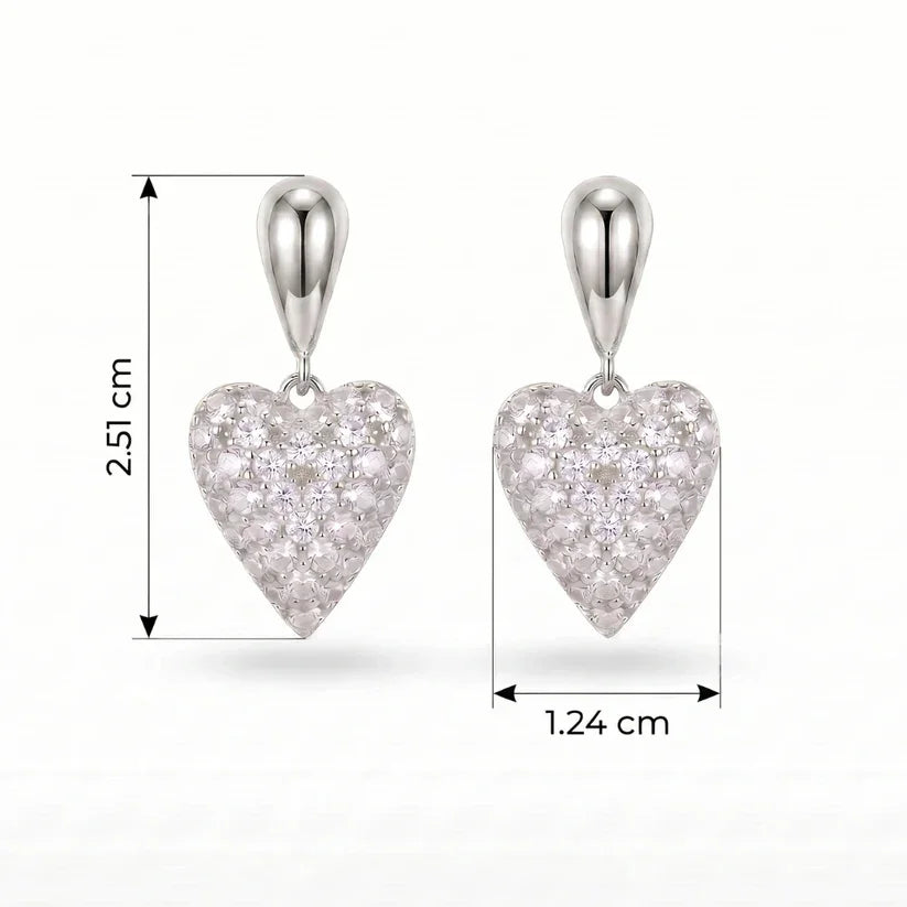 Cercei Crystal Heart Silver