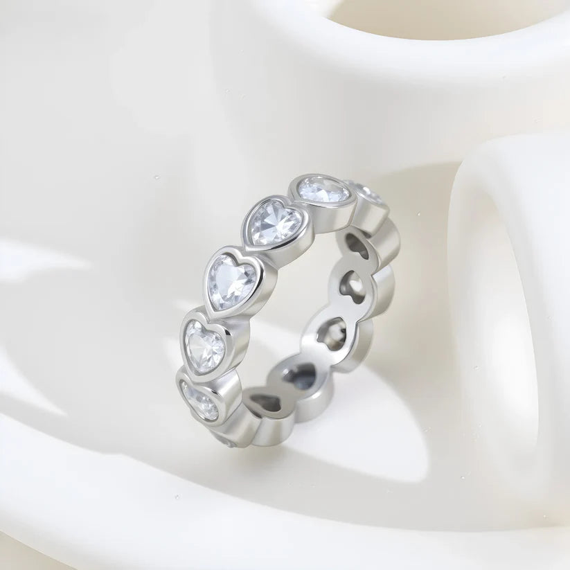 Inel Crystal Heart Silver