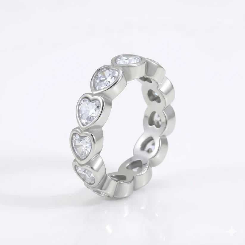 Inel Crystal Heart Silver