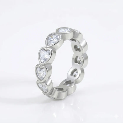 Inel Crystal Heart Silver