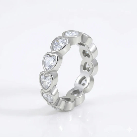 Inel Crystal Heart Silver